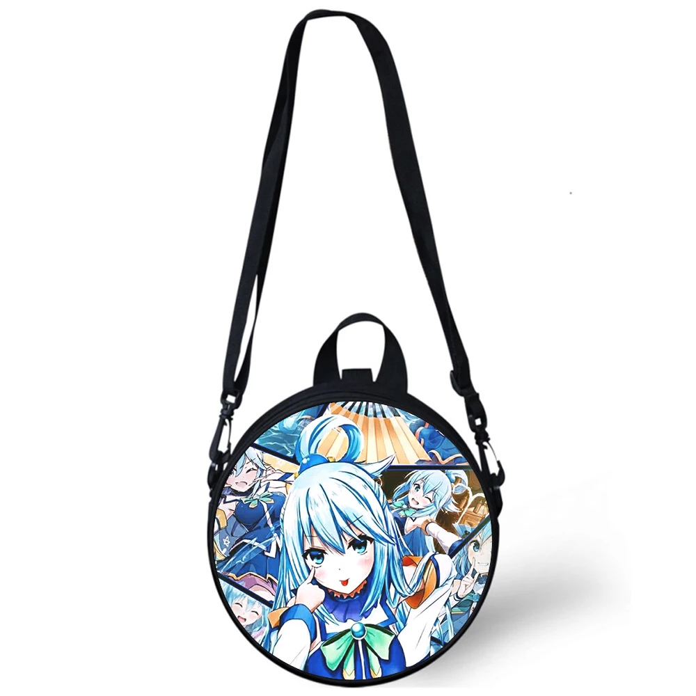 Konosuba Aqua cute Anime Child kindergarten Bag 3D Print Crossbody Shoulder Bags For School Women Mini Round Bagpacks Rugtas Bag