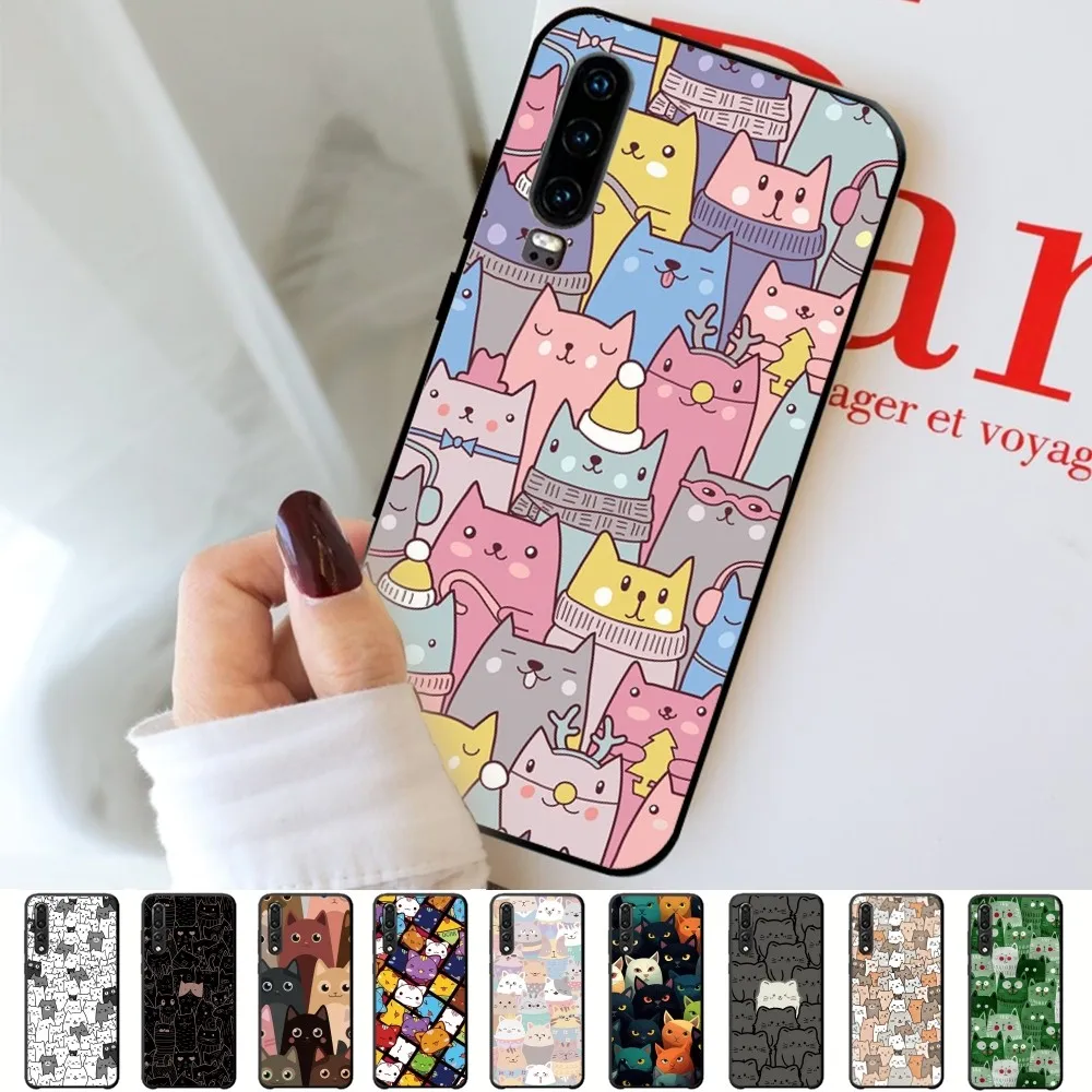 Чехол для телефона Kawaii с мультяшным котом Huawei P 8 9 10 20 30 40 50 Pro Lite Psmart Honor lite 70 Mate