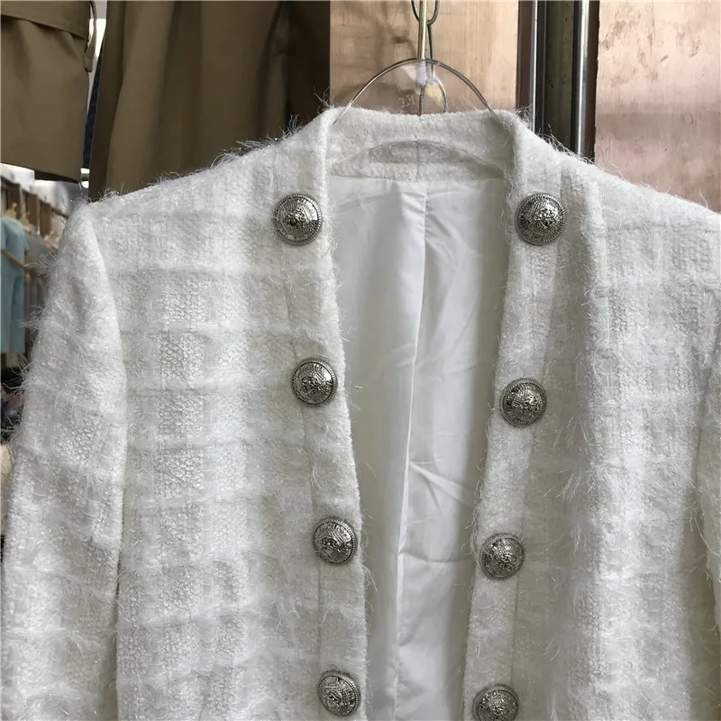 Женская твидовая куртка маленькая парная двубортная с металлическими вставками