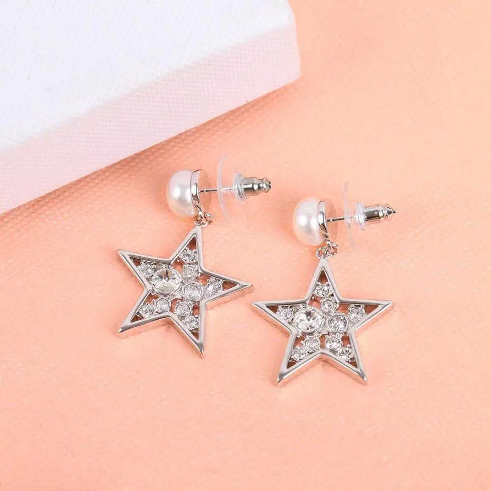

High New 2022 Trend Hot Brand Anniversary Gifts Jewelry For Moon Star Earring Wedding Silver Jewelry Happy Earring White Gold