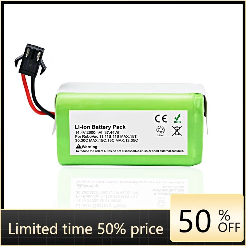 

14.4V 2600mAh Li-ion Battery for Conga Excellence 990 1090 Ecovacs Deebot N79S N79 DN622 Eufy Robovac 11 11S 12 35C X500