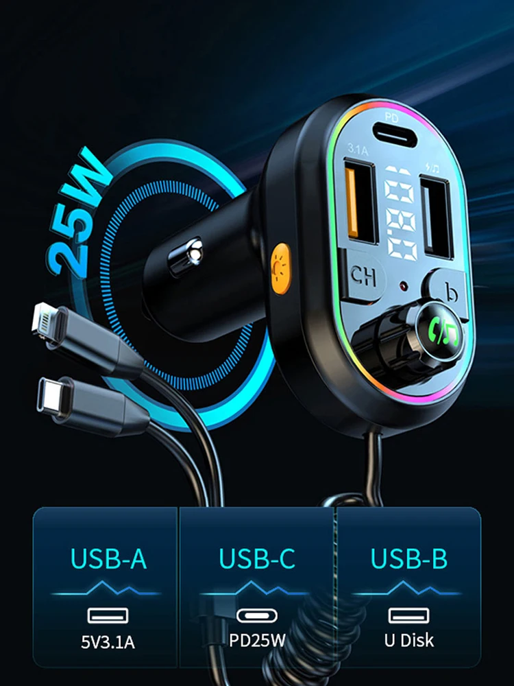 Автомобильный комплект Worldtech аудио mp3-плеер FM-трансмиттер Bluetooth 5 0 PD автомобильное