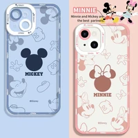 cute cartoon transparent minnie mickey mouse phone case for iphone 13 pro max 12 11 pro max girls highend goods full protection