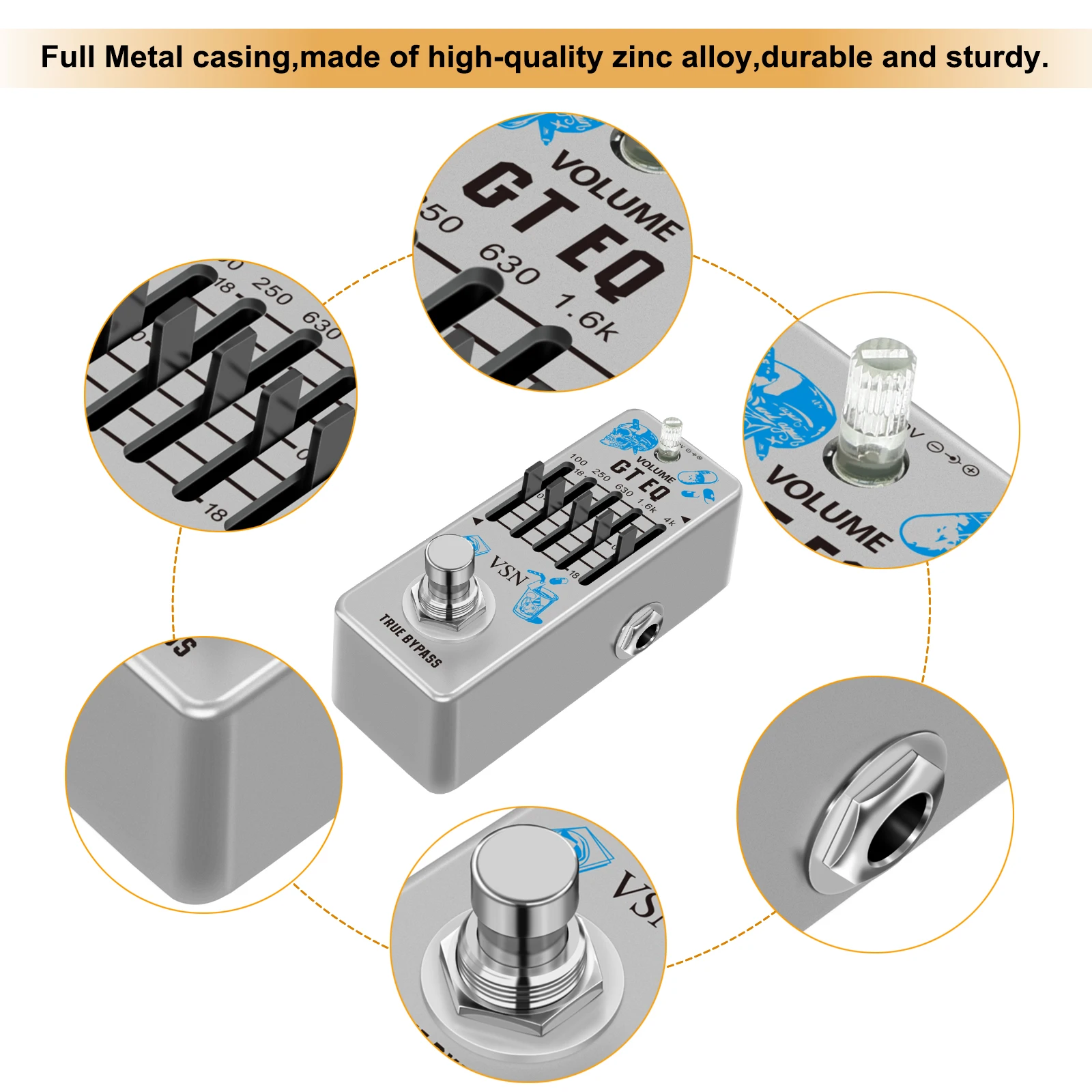 VSN фотогитара Φ 5-band Параметрическая педаль эффектов компенсатор частоты ± 18 дБ