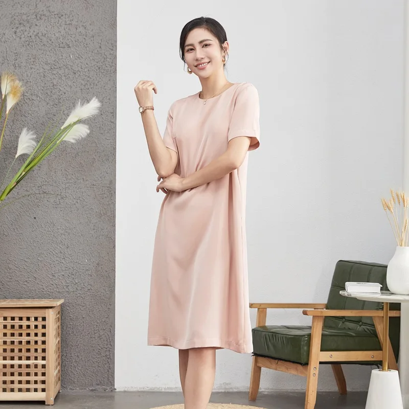 

Mulberry silk skirt silk dress high-end summer dress 2023 new large size over the knee new Chinese women's summer dress