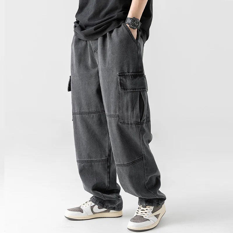 Baggy Jeans big pocket Trousers Male Denim cargo Pants  Wide Leg Pant Men's Jeans Loose Casual  Streetwear Hip Hop Harajuku 2023