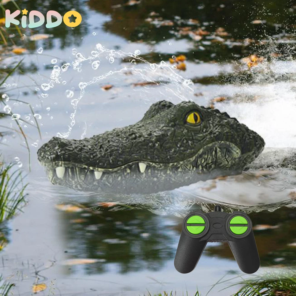 

2.4G RC Boat Ship Toy Simulation Crocodile Head Remote Control Joke Alligator Decoy Electric Toys Summer Water Spoof Toys gift