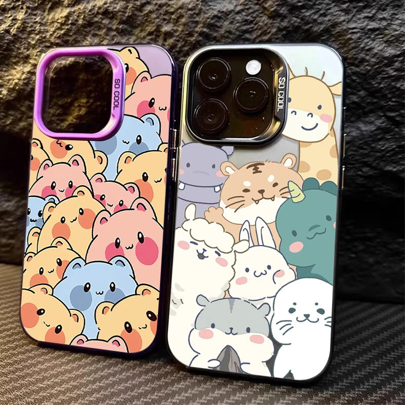 Чехол Lively Cute Aanimals Laser PC для Samsung Galaxy S24 S23 S22 S21 Ultra Plus FE A54 A34 A24 A14 A73 A53 A33 5G Note 20 Cover
