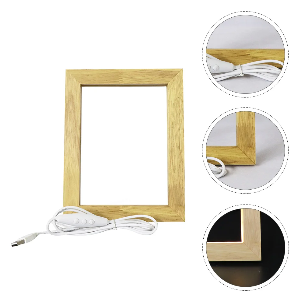 

1pc 3D Picture Holder Wood Photo Display Rack Chic Photo Frame Wood Color