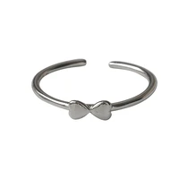 925 sterling silver bow ring female ins cold wind fashion personality light luxury niche ring simple plain ring opening