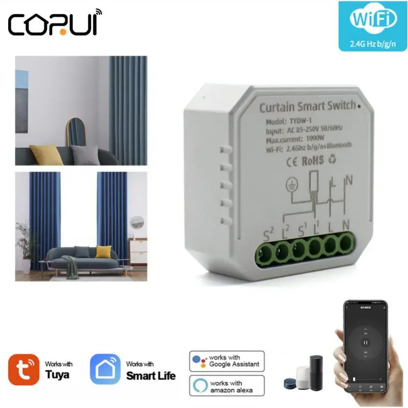 

Умный модуль для штор Tuya, Wi-Fi переключатель для потайной шторы с роликовым затвором и электродвигателем, совместим с пультом дистанционного...