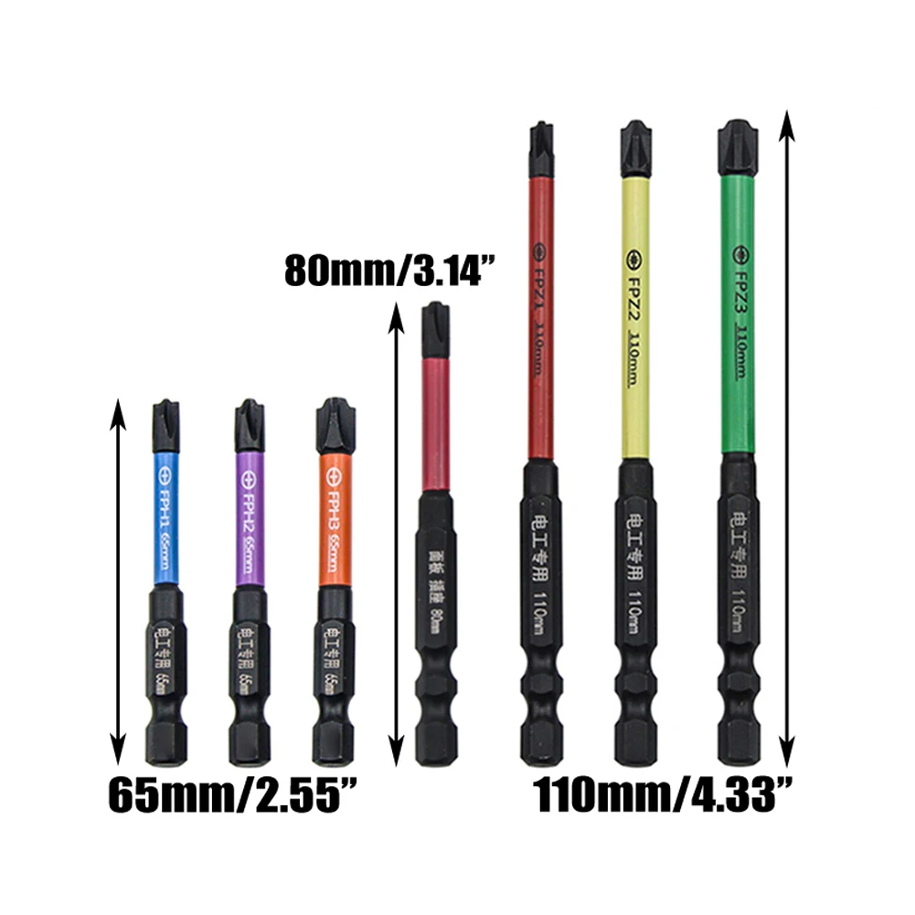 

60-110mm Electrician FPH FPZ Magnetic Cross Bit Set Phillip Impact Batch Head Hardness Screwdriver Bit Screw Driver Hand Tools