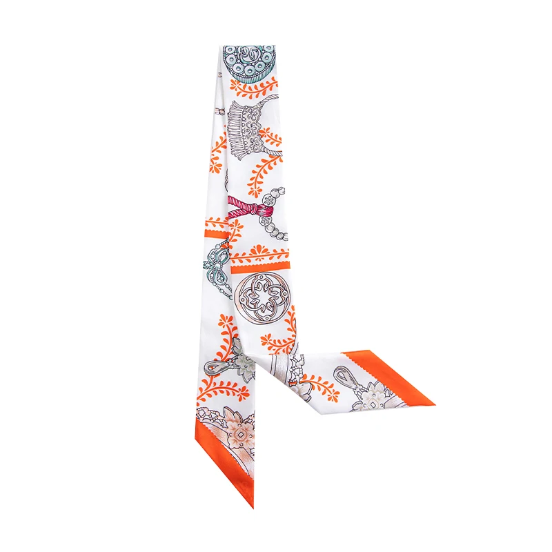 Mulberry Ribbon Decorate Handle Of Bags Luxury Handbag Silk Scarf Female All-Match Headbands Narrow Hairband Long Small Streamer