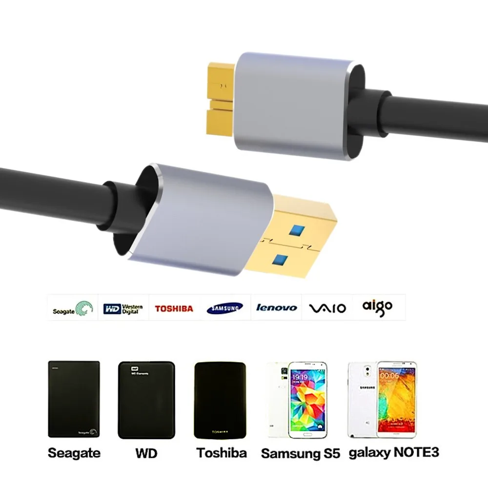 Кабель USB 3 0 Micro B 5 Гбит/с внешний жесткий диск HDD кабель для Samsung S5 Note3 Toshiba WD Seagate