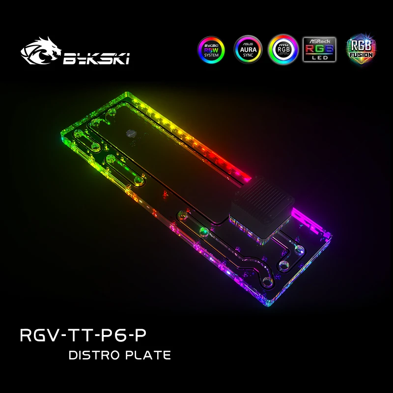 Фото Bykski Distro Plate RGV-TT-P6-P, водные доски для TT Core P6 TG PC чехол, резервуар для охлаждения воды с насосом DDC №3