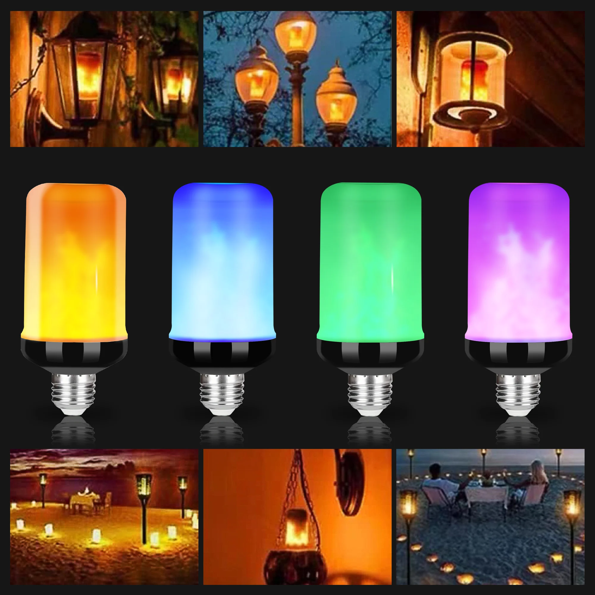 1 шт. лампы с имитацией пламени 85-265 в 4 режима