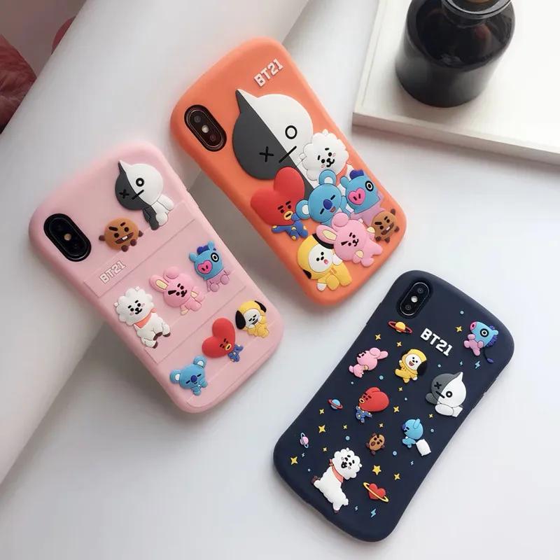 

Силиконовый чехол для Iphone 13Promax с аниме Bt21 Kpop, милый мультяшный ТАТА, Манг, Шуки, Rj, 12pro, защитный чехол, милый мягкий подарок для девочек