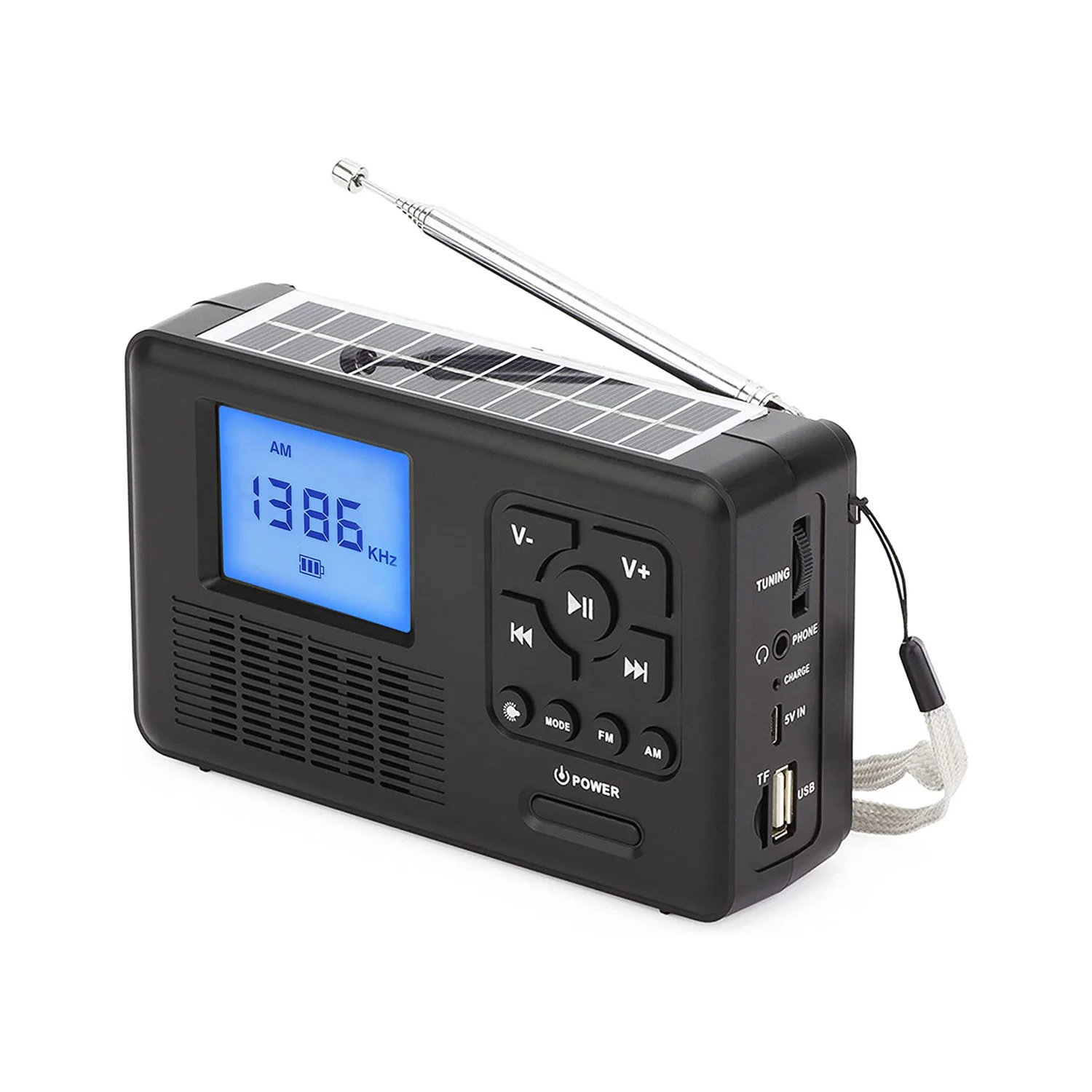 Portable DAB/FM/AM Radio Bluetooth TF Card Emergency  Radio Solar Hand Crank Radio with Flashlight