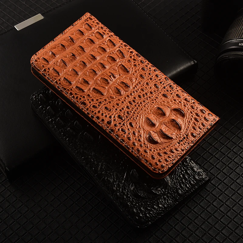 Чехол-книжка из натуральной кожи с тиснением под крокодила для Samsung Galaxy A03 A13 A23 A33