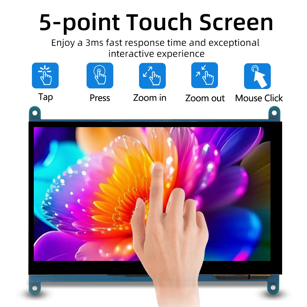 Фото 7-дюймовый IPS LCD HDMI-дисплей для Raspberry Pi, сенсорный монитор 1024*600, время отклика 2-3 секунды №2