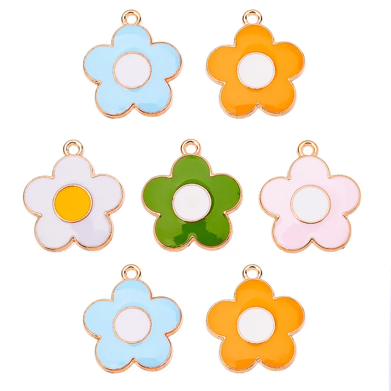 

20Pcs Colorful Flowers Fashion Enamel Sunflower Golden Alloy Pendant for Jewelry Making Earring Supplies DIY Bracelet FIndings