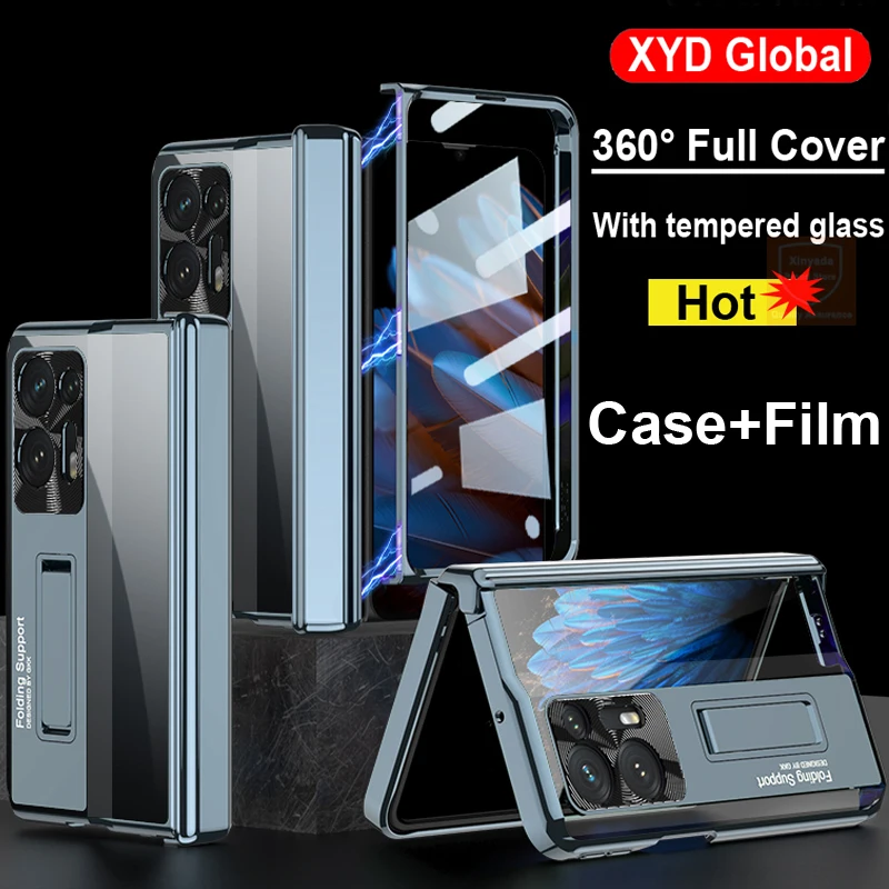 

360 Full Body Cover For Oppo Find N2 Case Tempered Glass Film Clear Hard Holder Case For Oppo Find N2 Flip Bumper Stand