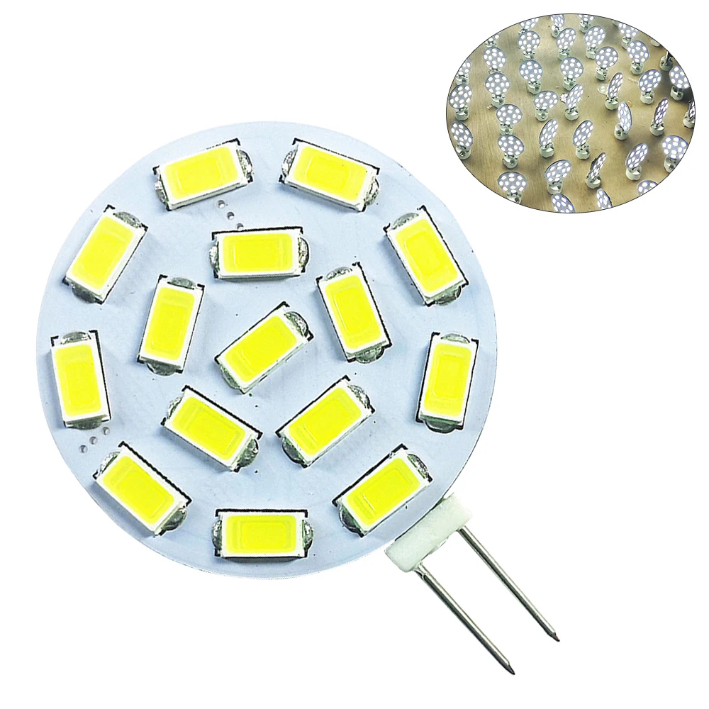 15 светодиодов, ЛАМПОЧКА G4 светильник PCB 5730SMD 12V AC/DC 24V DC, теплый белый 3000/6000K, декоративная лампочка