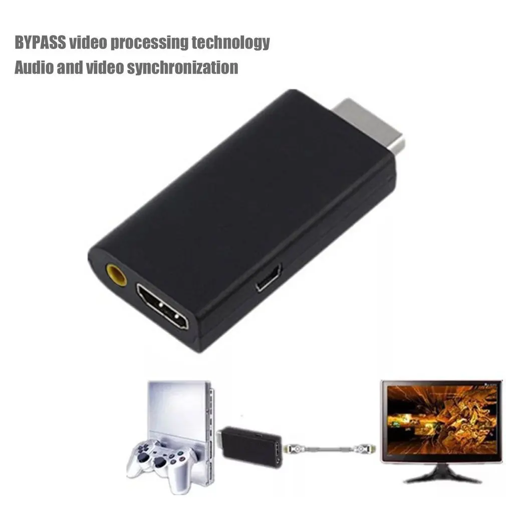 Портативный Аудио Видео Конвертер PS2 в HDMI адаптер AV совместимый кабель для