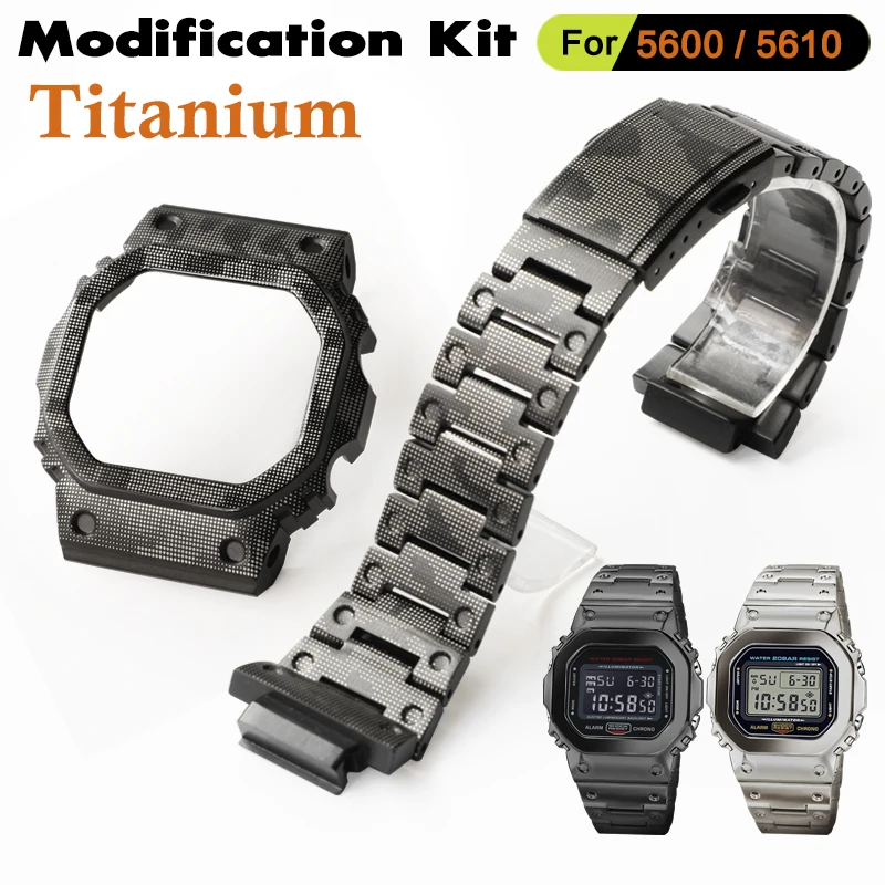 

5600 5610 Titanium чехол DW5600 GWB5600 GWM5610 Mod Kit для Casioak Watch, камуфляжная металлическая рамка и ремешок с комплектующими