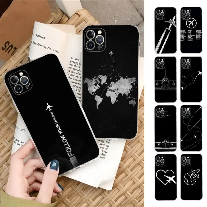 

Aircraft Helicopter Airplane Pilot Fly Phone Case Silicone Soft for iphone 14 13 12 11 Pro Mini XS MAX 8 7 6 Plus X XS XR Cover