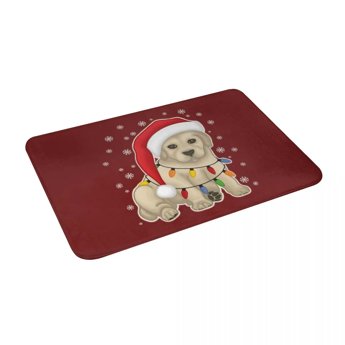 

Santa Paws Labrador Puppy In A Hat Tangled In Christmas Bath Door Floor Mat Antislip Rug Carpet Entrance LivingRoom Home Kitchen
