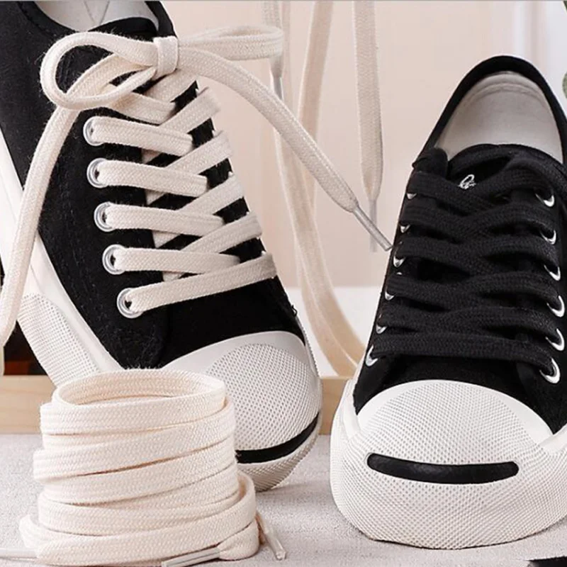 

1 Pair Cotton Flat Shoelaces Elastic Sneakers Shoelace Canvas Shoe String Off White Shoe Accessories 100cm/120cm/140cm/160cm