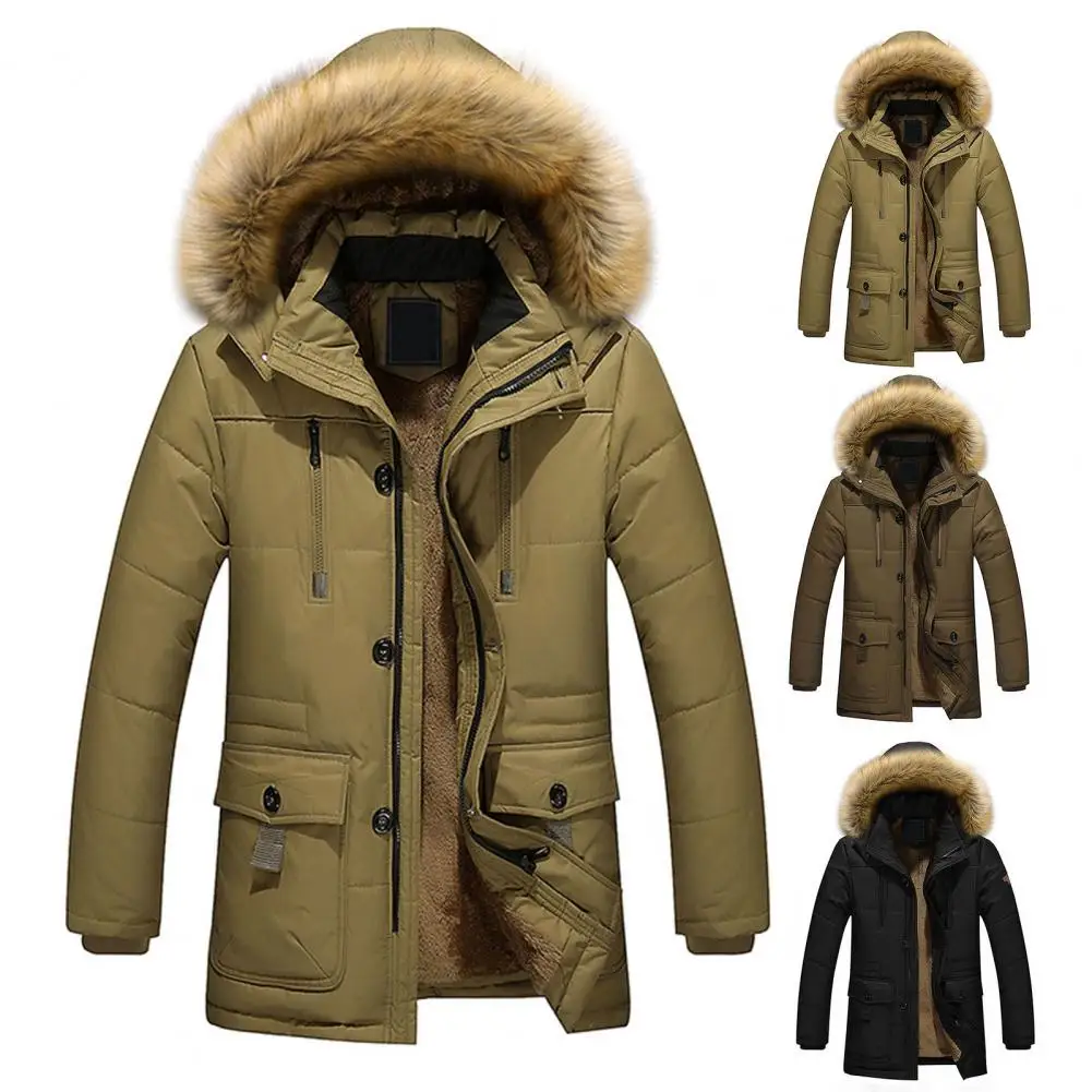 

Мужская теплая куртка на флисовой подкладке, Толстая куртка с капюшоном, мужское повседневное высококачественное теплое пальто, Зимняя пар...