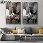 Плакат на холсте с изображением слона, матери и ребенка