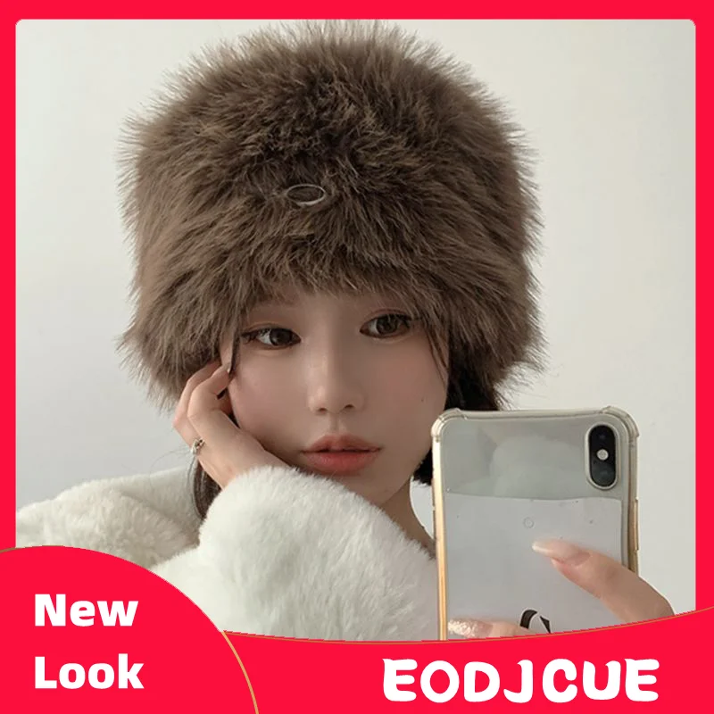 

Панама женская из искусственного меха, корейский стиль, плюшевая шляпа-горшок, универсальная модная уличная теплая шапка-мешок, для осени и зимы