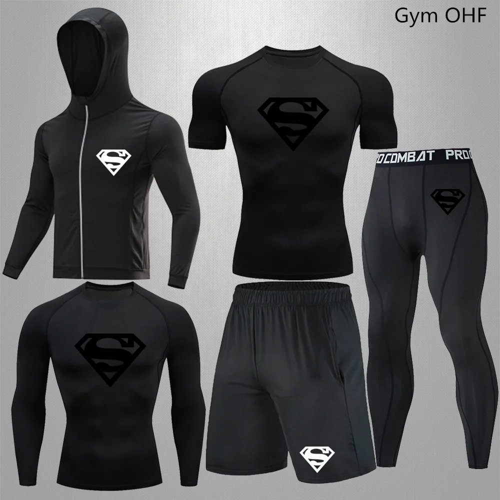 

Running 5Pcs/Set For Men Compression Training Sportswear Sets Gym Quick Dry Men's Sport Suits Fitness Men Clothing Sportswear Ra