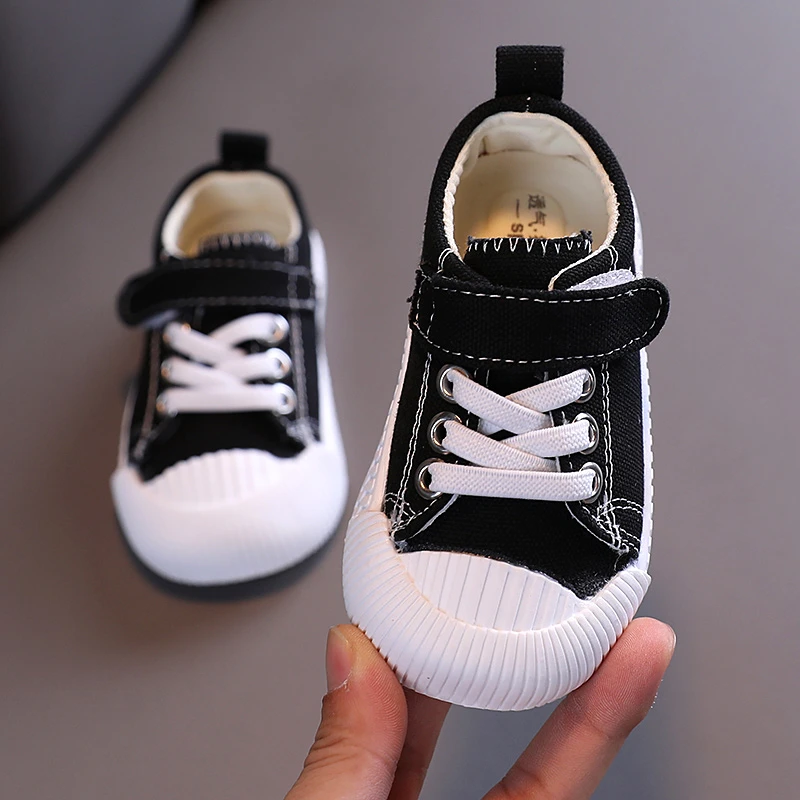 Toddler Kids Canvas Shoes Spring Solid Color Breathable Baby Boys Girls Casual Shoes Hook-loop 15-25 Comfy Kids Walking Shoes enlarge