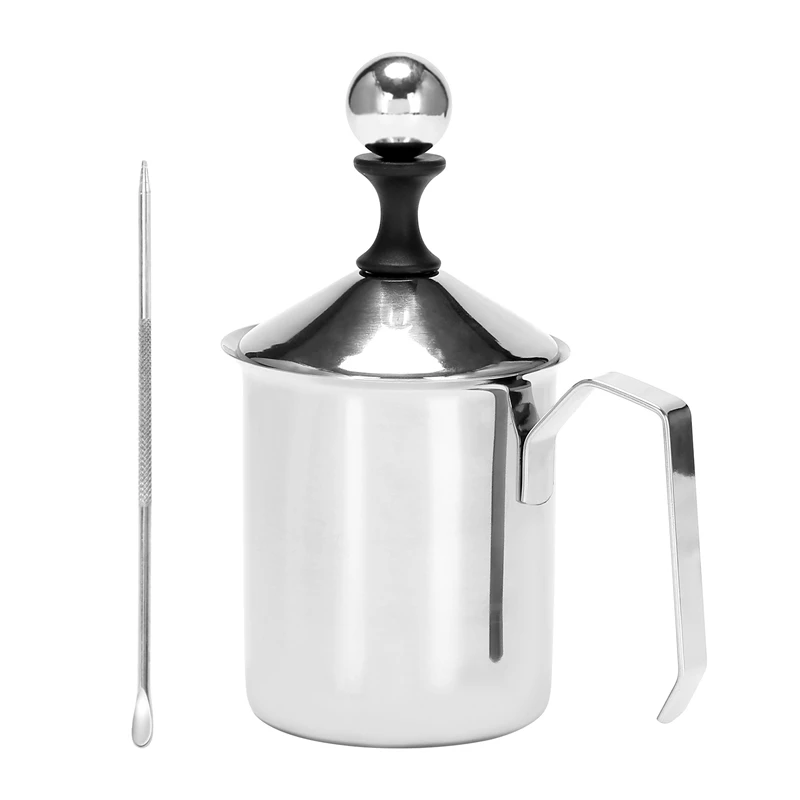 

500Ml Stainless Steel Double Mesh Milk Frother,Milk Frother Jug With Art Pen,For Making Coffee Cappuccino Frothing Milk