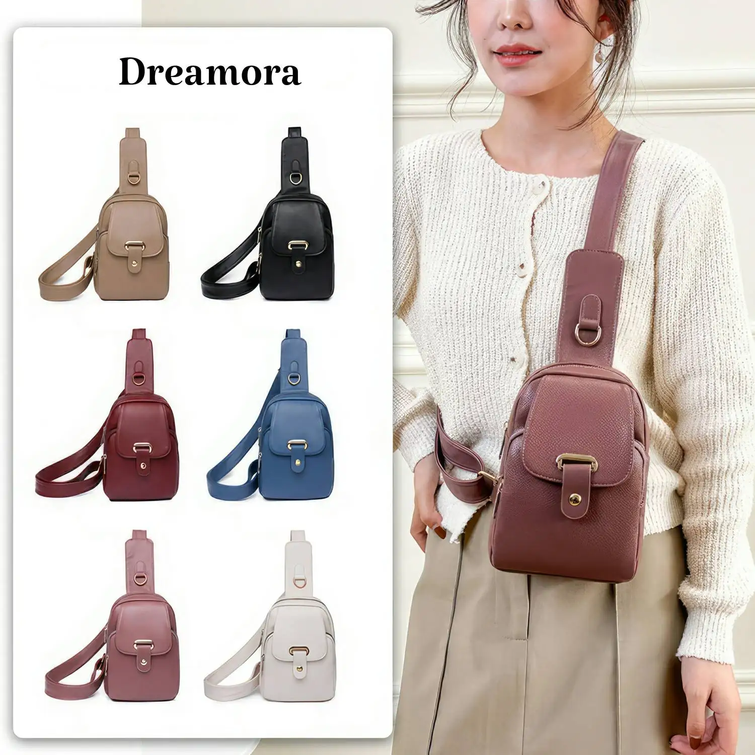 

2023 New Korean Style Women's PU Leather Chest Bag Trend Simple and Fashion Female Crossbody and Shoulder Belt Fanny Side Pack