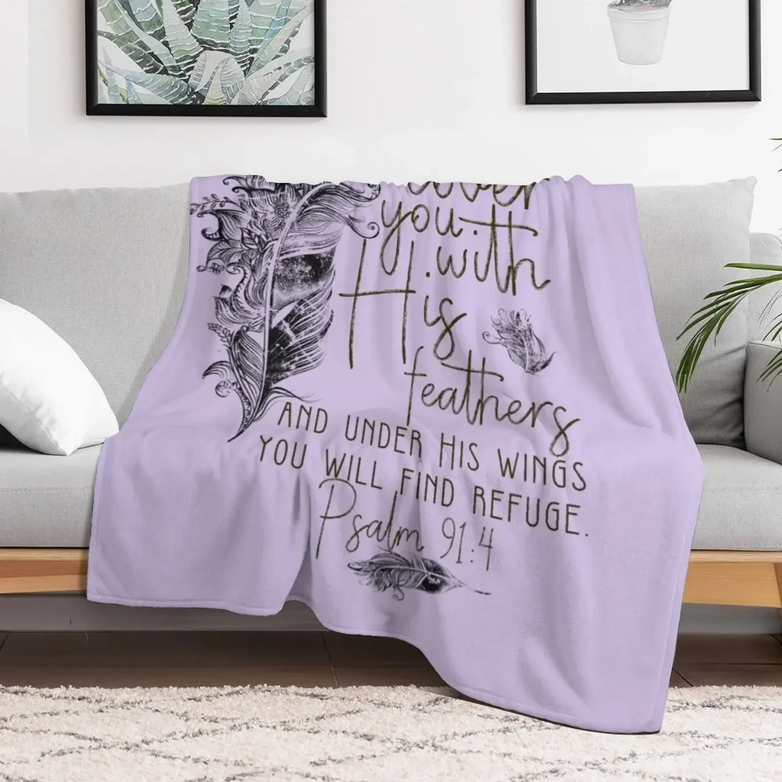 Псалом 91:4 Библейское Писание Перо Дизайн Плед Идеи подарков на День Святого