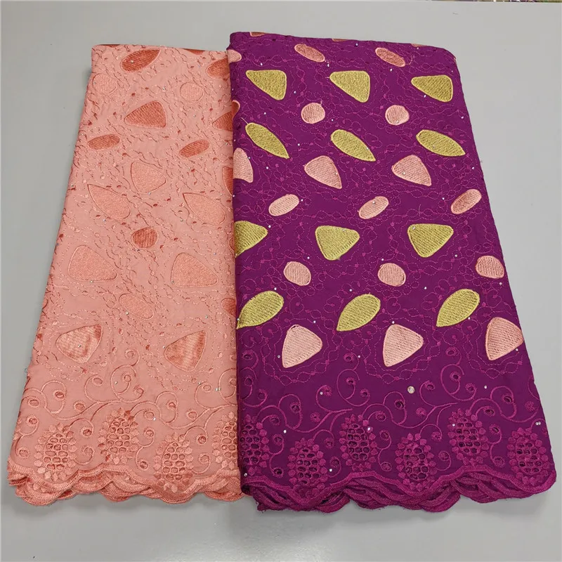 

5 ярдов, африканская швейцарская вуаль, кружевная ткань, вышивка, кружевная отделка, высокое качество, африканская сухая 100% хлопчатобумажна...