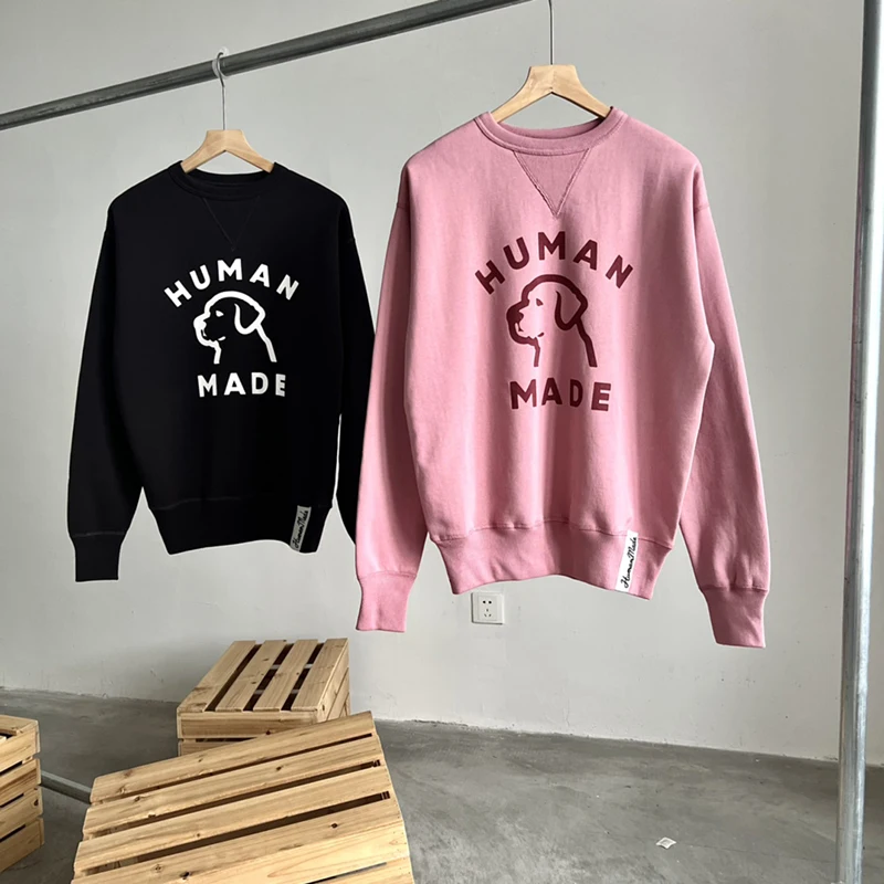 

Men Fleece Pullover Dog Print Long Sleeve O-neck Sweatshirt Loose Fashion Winter Women Tops 0675-4
