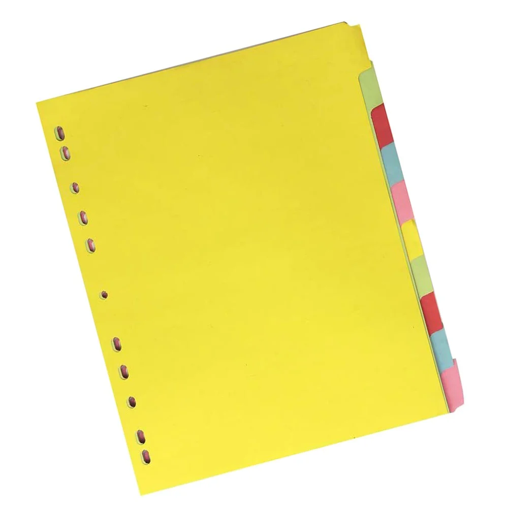 

12 Pcs Color Sort Paper A4 Dividers Page 11 Holes Index Folders Plastic Pager Colored Indexing Cards Labels Classified