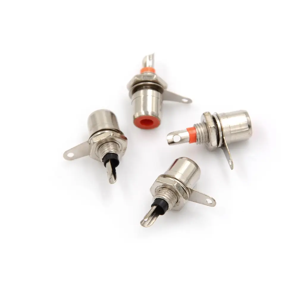 

4pcs Balck+Red RCA Chassis Panel Mount Jack Plug Socket Connectors Professional Grade Audio Connectors