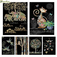 black gold elephant bird owl diy 5d diamond painting animal rhinestone mosaic cross stitch kit home decor craft for kids