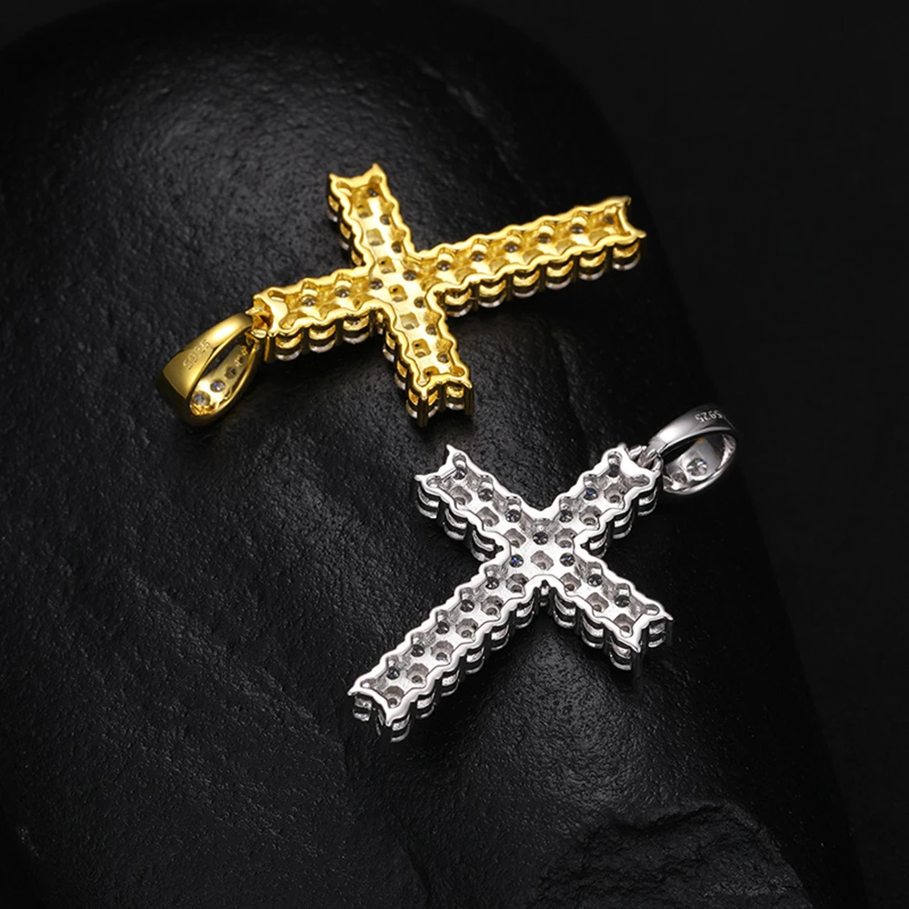 2 Rows Moissanite Cross Necklaces S925 Silver Pendant For Women Men Hip Hop Jewelry Pass Diamonds Tester With GRA Free Shipping