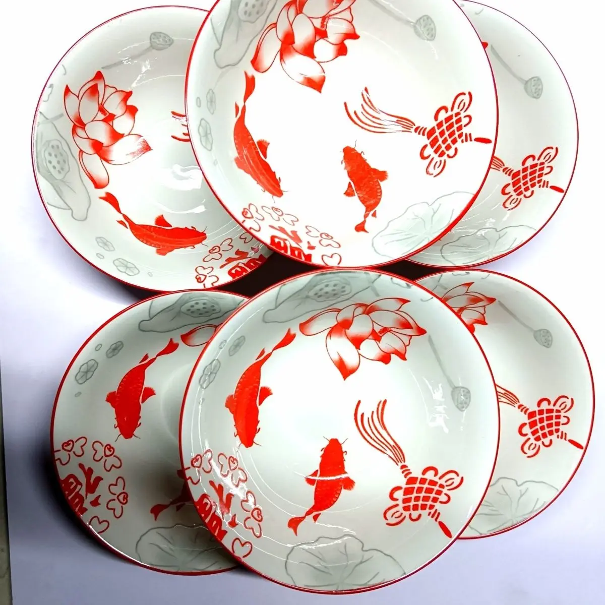 Круглая тарелка с золотой рыбкой овощная для дома новый весенний фестиваль Lucky Fish