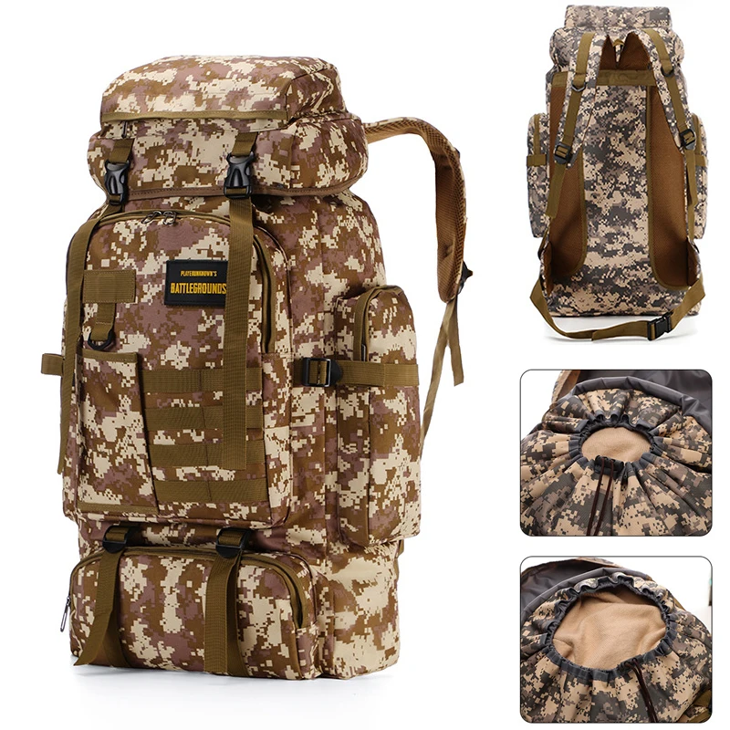 

70L Men's Large Capacity Military Tactical Backpack Outdoor Travel Rucksack Climbing Hiking Sports Pack For Male Female Women
