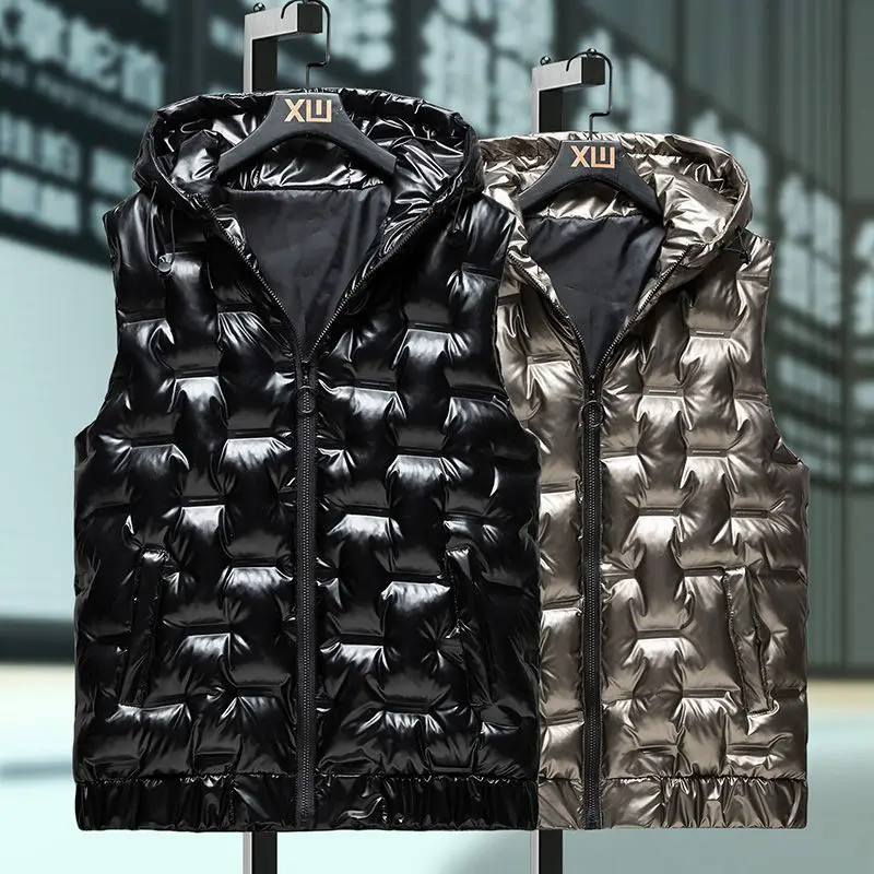 

Men 2022 Autumn New Thick Sleeveless Vest Jacket WaistCoat Men's Winter Casual Warm Vests Outwear Man Thermal Soft Solid E25