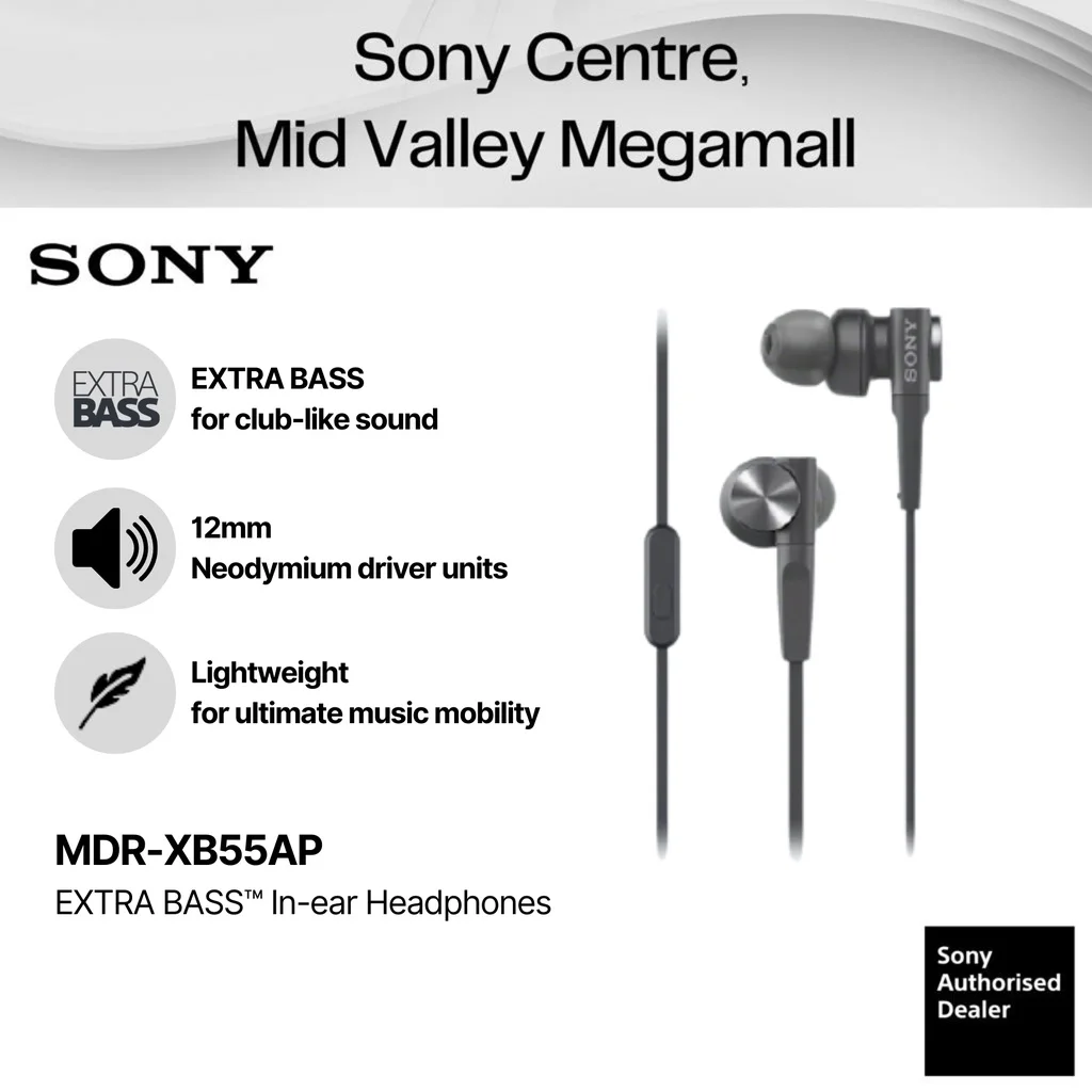 

Sony MDR-XB55AP MDRXB55AP XB55AP EXTRA BASS with Microphone In-Ear Headphones